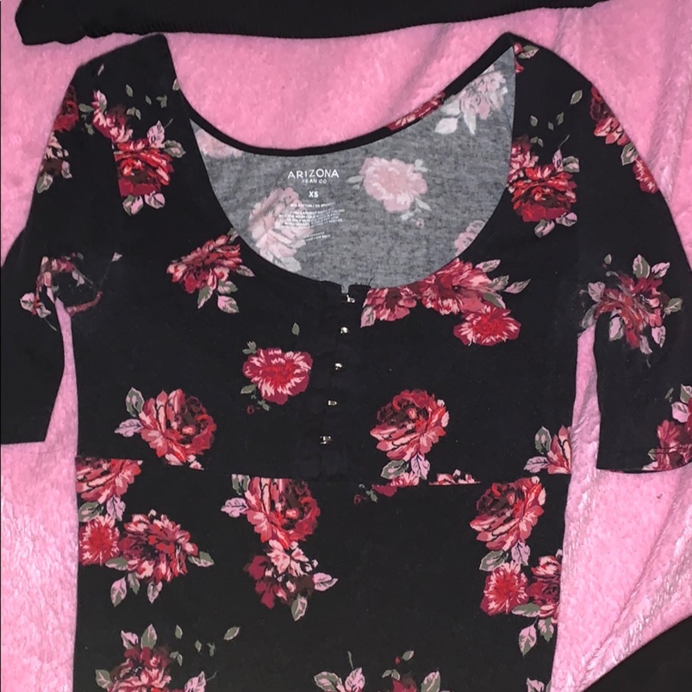 floral some what crop low neck